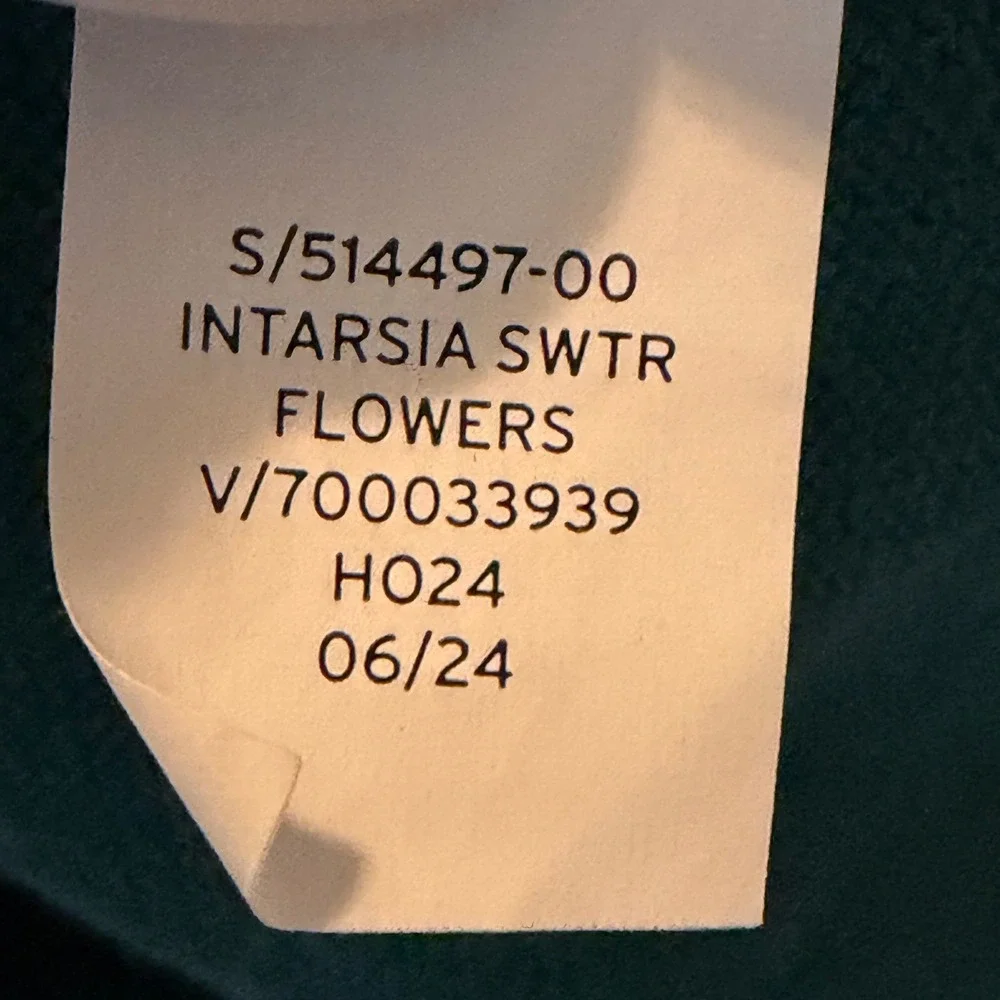 Gap Sweater Kids XXL Intarsia Swtr Flowers Green Daisy Floral Crewneck EUC